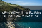 如果你只想做一件事：先把91视频的前三秒钩子做稳（细节决定一切）