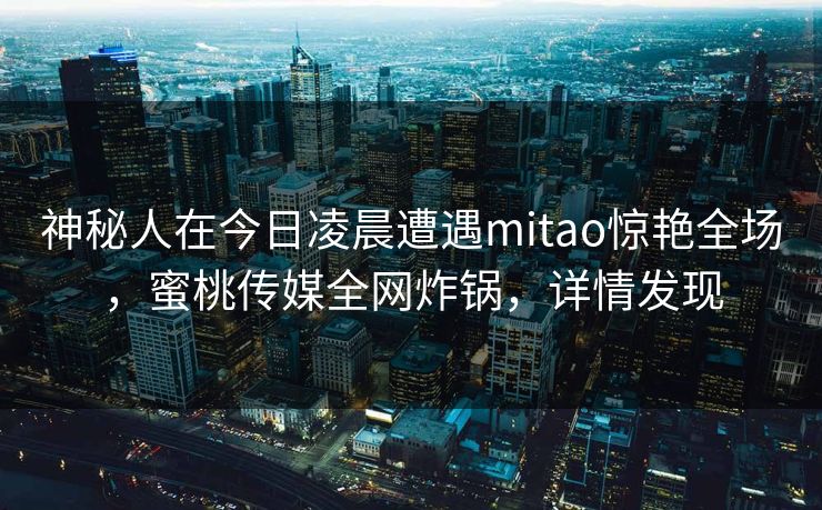 神秘人在今日凌晨遭遇mitao惊艳全场，蜜桃传媒全网炸锅，详情发现