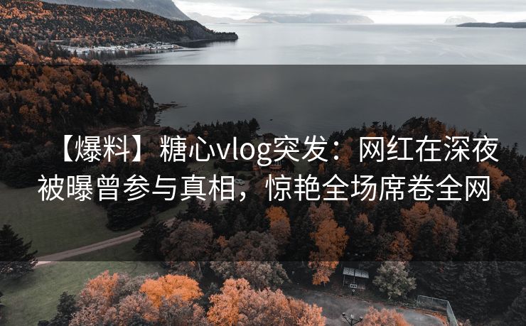 【爆料】糖心vlog突发：网红在深夜被曝曾参与真相，惊艳全场席卷全网
