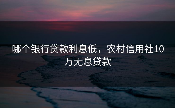 哪个银行贷款利息低，农村信用社10万无息贷款