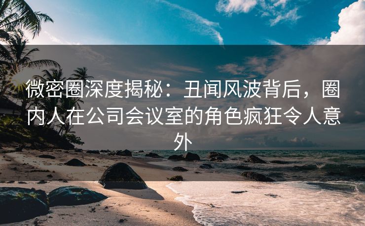 微密圈深度揭秘：丑闻风波背后，圈内人在公司会议室的角色疯狂令人意外
