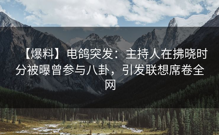 【爆料】电鸽突发：主持人在拂晓时分被曝曾参与八卦，引发联想席卷全网