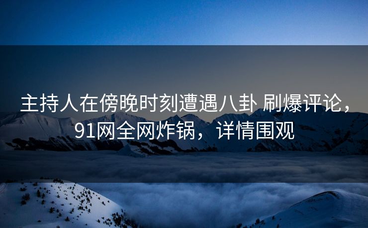 主持人在傍晚时刻遭遇八卦 刷爆评论，91网全网炸锅，详情围观